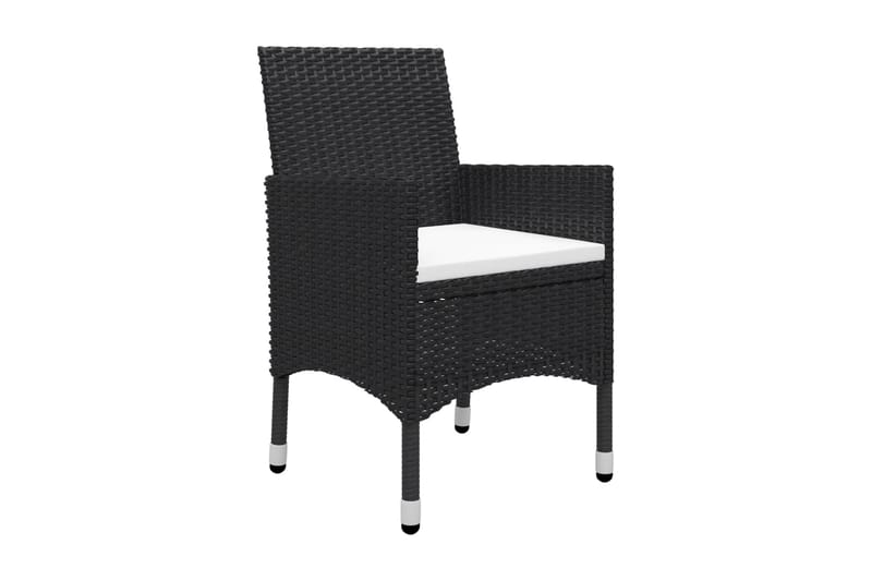 Caféset 3 delar konstrotting och härdat glas svart - Svart - Utemöbler - Utegrupp - Cafeset