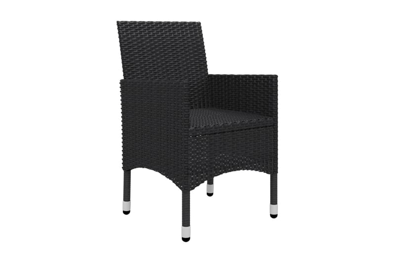Caféset 3 delar konstrotting och härdat glas svart - Svart - Utemöbler - Utegrupp - Cafeset