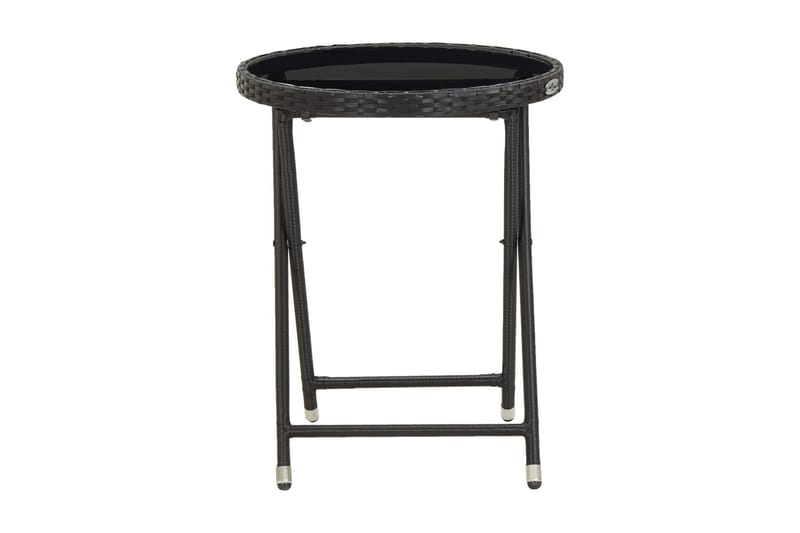 Caféset 3 delar konstrotting och härdat glas svart - Svart - Utemöbler - Utegrupp - Cafeset