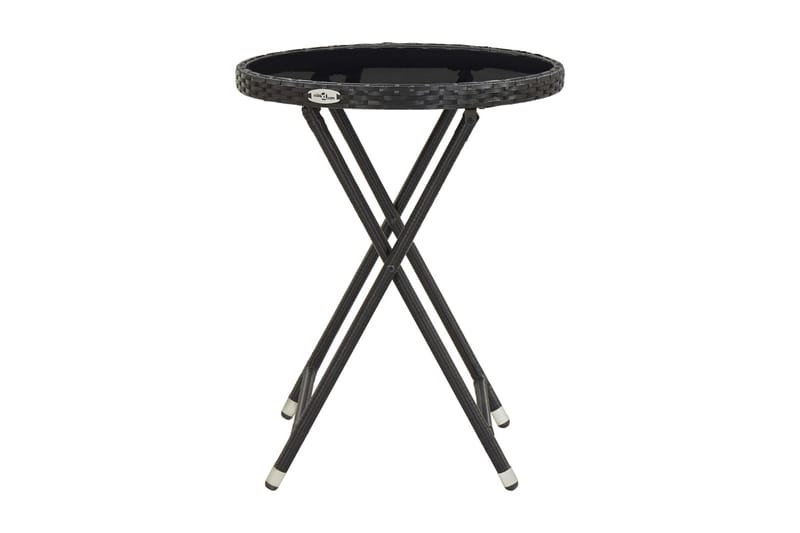 Caféset 3 delar konstrotting och härdat glas svart - Svart - Utemöbler - Utegrupp - Cafeset