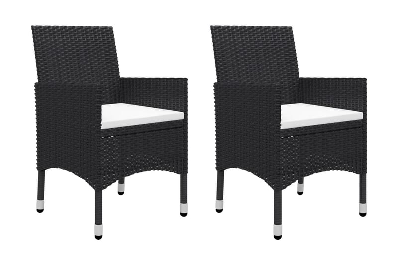 Caféset 3 delar konstrotting och härdat glas svart - Svart - Utemöbler - Utegrupp - Cafeset