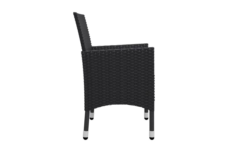 Caféset 3 delar konstrotting och härdat glas svart - Svart - Utemöbler - Utegrupp - Cafeset