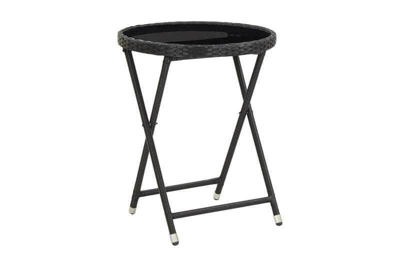 Caféset 3 delar konstrotting och härdat glas svart - Svart - Utemöbler - Utegrupp - Cafeset