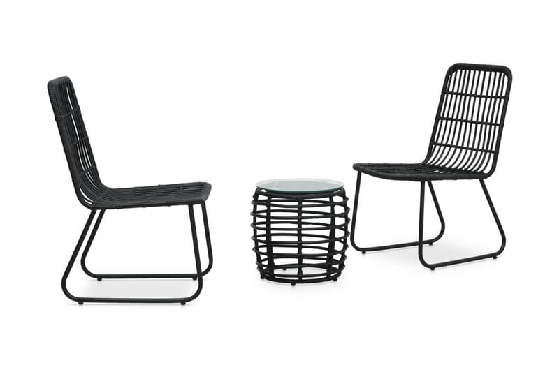 Caféset 3 delar konstrotting svart - Svart - Utemöbler - Utegrupp - Cafeset