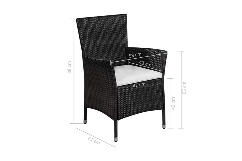 Caféset 3 delar konstrotting svart - Svart - Utemöbler - Utegrupp - Cafeset