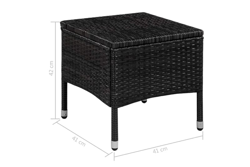 Caféset 3 delar konstrotting svart - Svart - Utemöbler - Utegrupp - Cafeset