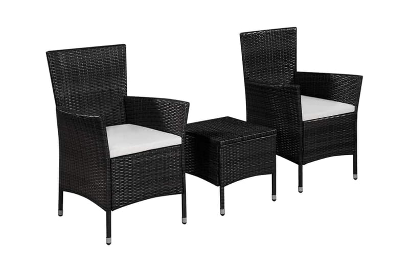 Caféset 3 delar konstrotting svart - Svart - Utemöbler - Utegrupp - Cafeset