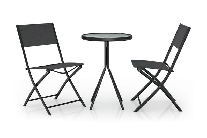 Caféset 3 delar stål svart - Svart - Utemöbler - Utegrupp - Cafeset