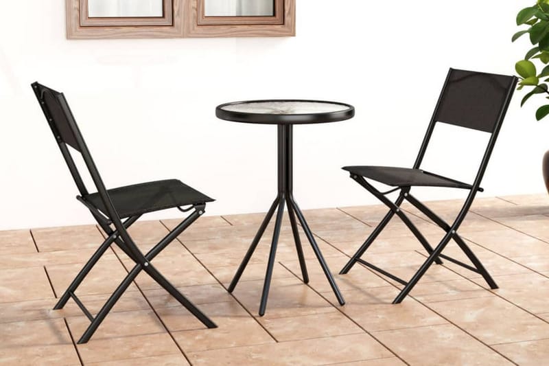 Caféset 3 delar stål svart - Svart - Utemöbler - Utegrupp - Cafeset