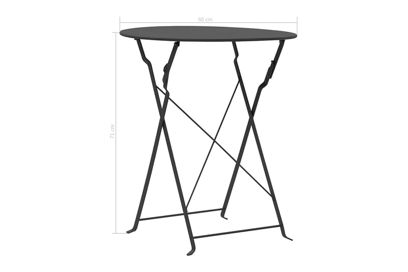 Caféset 3 delar stål svart - Svart - Utemöbler - Utegrupp - Cafeset