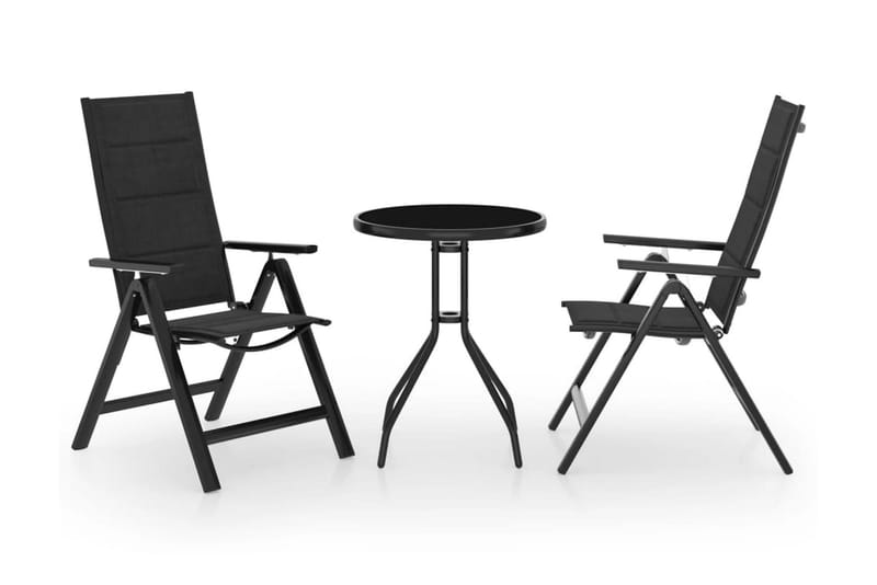 Caféset 3 delar svart och antracit - Svart - Utemöbler - Utegrupp - Cafeset