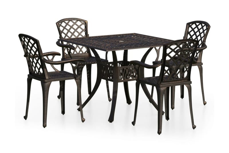 Caféset 5 delar gjuten aluminium brons - Brun - Utemöbler - Utegrupp - Cafeset