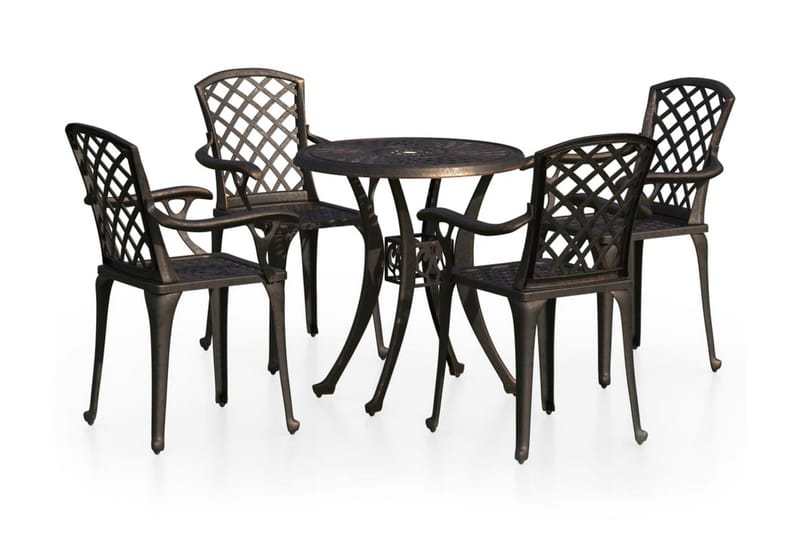 Caféset 5 delar gjuten aluminium brons - Brun - Utemöbler - Utegrupp - Cafeset
