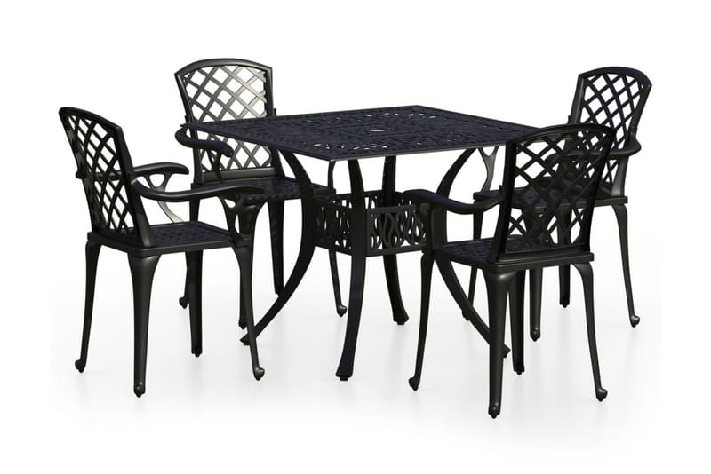 Caféset 5 delar gjuten aluminium svart - Svart - Utemöbler - Utegrupp - Cafeset