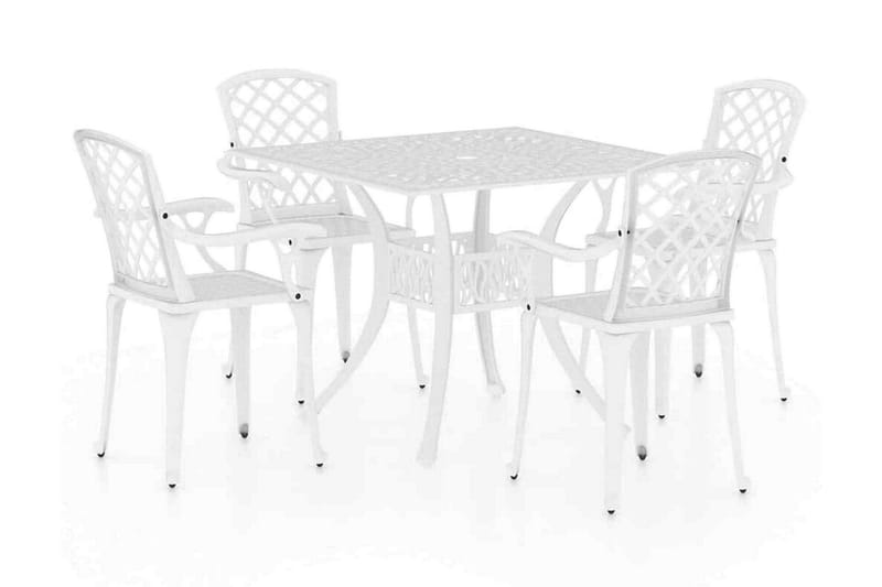 Caféset 5 delar gjuten aluminium vit - Vit - Utemöbler - Utegrupp - Cafeset