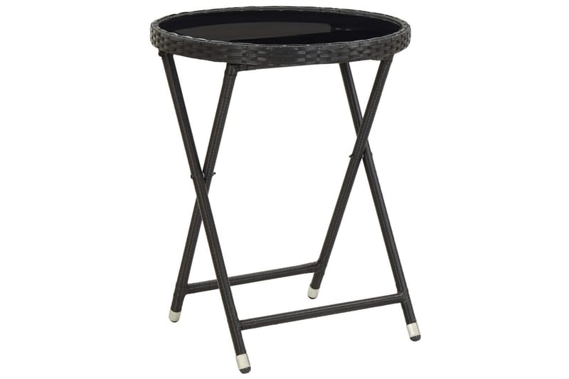 Caféset för trädgården 3 delar konstrotting och glas svart - Svart - Utemöbler - Utegrupp - Cafeset