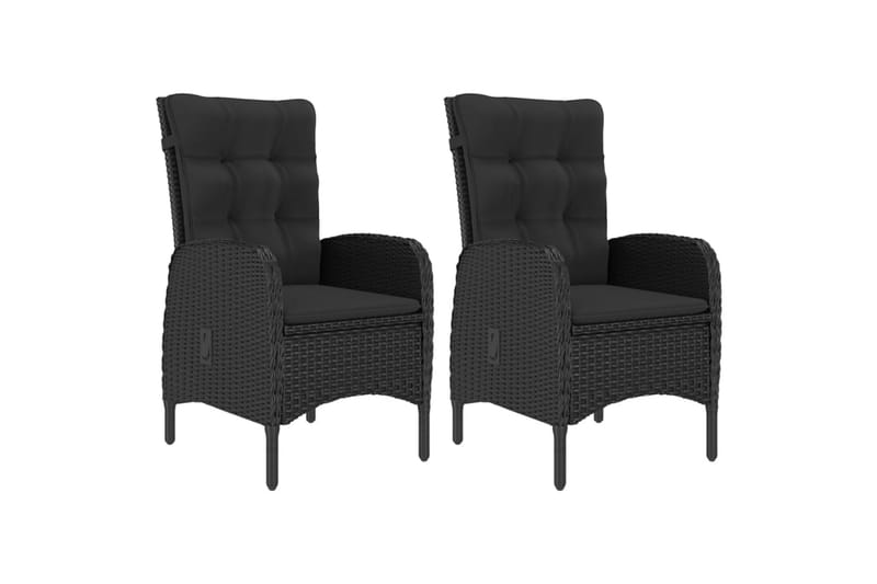 Caféset för trädgården 3 delar konstrotting och glas svart - Svart - Utemöbler - Utegrupp - Cafeset