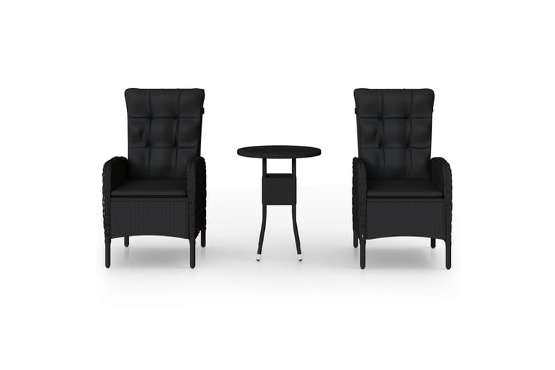Caféset för trädgården 3 delar konstrotting svart - Svart - Utemöbler - Utegrupp - Cafeset
