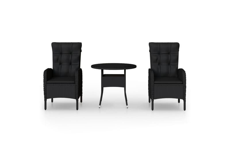 Caféset för trädgården 3 delar konstrotting svart - Svart - Utemöbler - Utegrupp - Cafeset