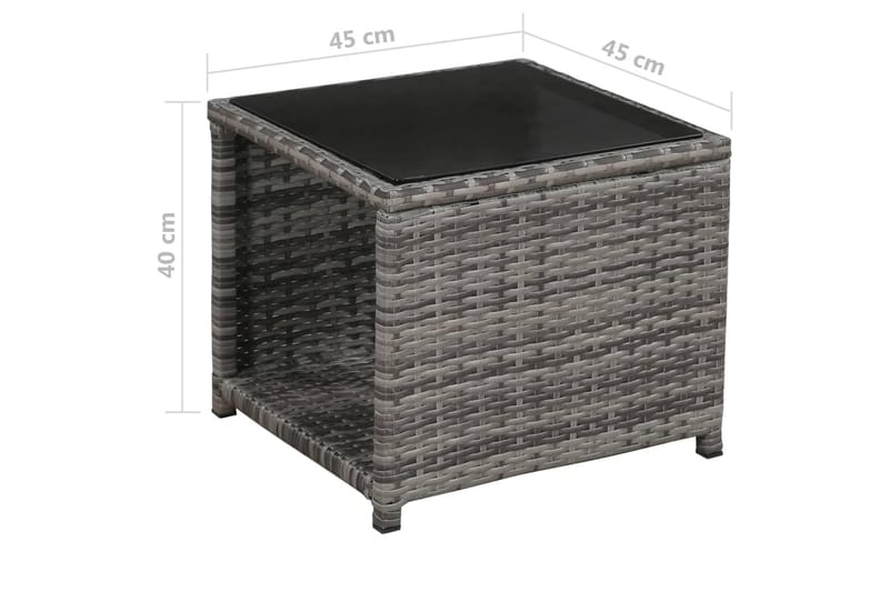 Caféset med dynor 3 delar konstrotting grå - Grå - Utemöbler - Utegrupp - Cafeset