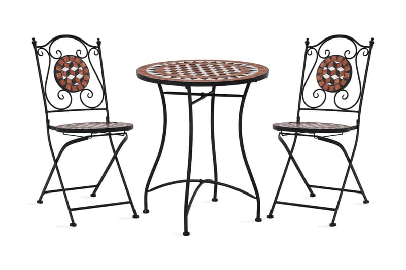 Caféset Mosaikbord keramik terrakotta - Brun - Utemöbler - Utegrupp - Cafeset