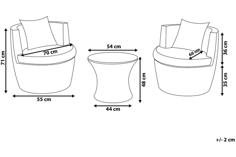 Capri Balkongmöbelset 54 cm - Grå - Balkonggrupp & balkongset - Cafeset