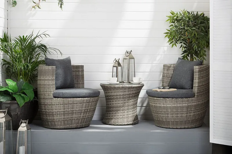 Capri Balkongmöbelset 54 cm - Grå - Utemöbler - Utegrupp - Cafeset