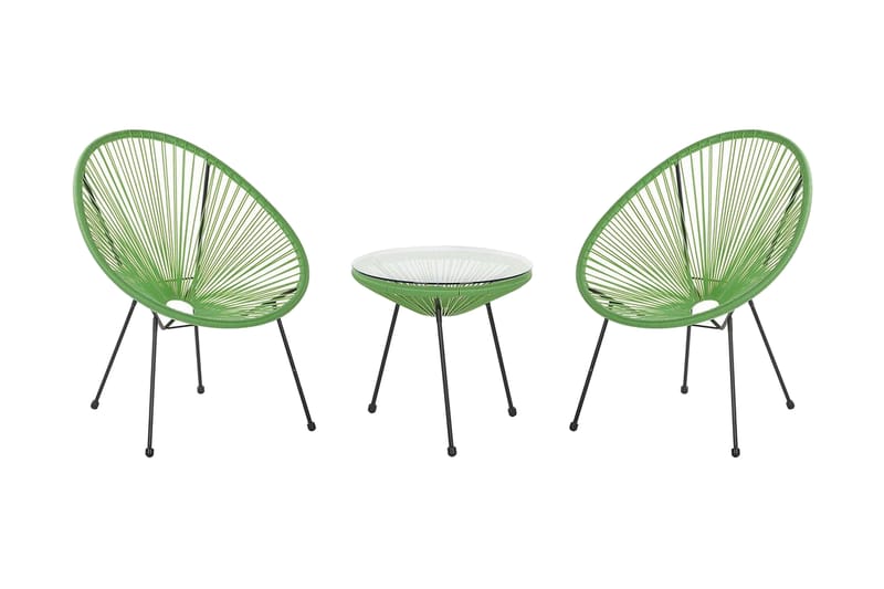 Cayaco Balkongset 70 cm + 2 Utestolar - Konstrotting/Grön - Utemöbler - Utegrupp - Cafeset