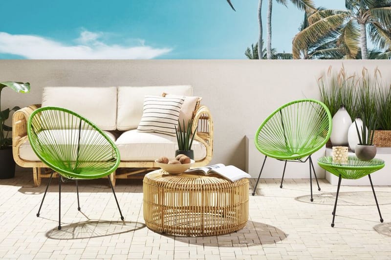 Cayaco Balkongset 70 cm + 2 Utestolar - Konstrotting/Grön - Utemöbler - Utegrupp - Cafeset