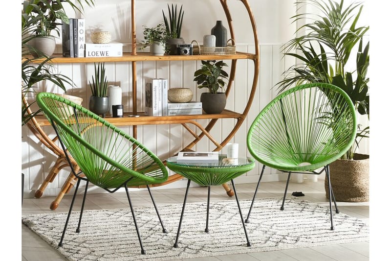 Cayaco Balkongset 70 cm + 2 Utestolar - Konstrotting/Grön - Utemöbler - Utegrupp - Cafeset