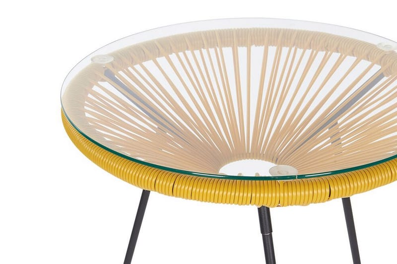 Cayaco Balkongset 70 cm + 2 Utestolar - Konstrotting/Gul - Utemöbler - Utegrupp - Cafeset