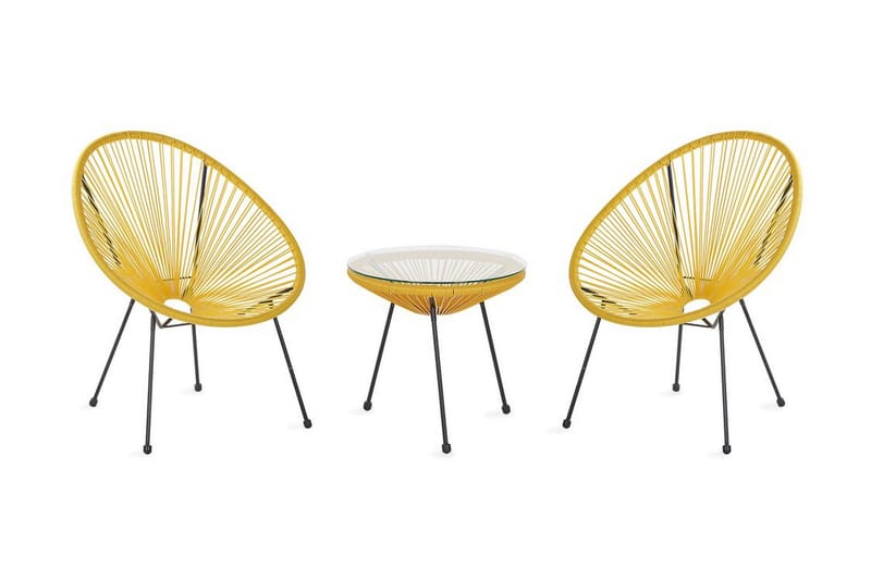 Cayaco Balkongset 70 cm + 2 Utestolar - Konstrotting/Gul - Utemöbler - Utegrupp - Cafeset