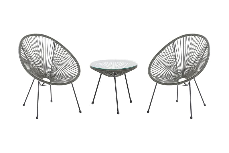 Cayaco Balkongset 70 cm + 2 Utestolar - Konstrotting/Mörkgrå - Utemöbler - Utegrupp - Cafeset