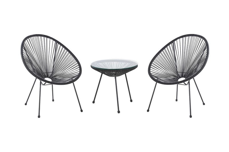 Cayaco Balkongset 70 cm + 2 Utestolar - Konstrotting/Svart - Utemöbler - Utegrupp - Cafeset