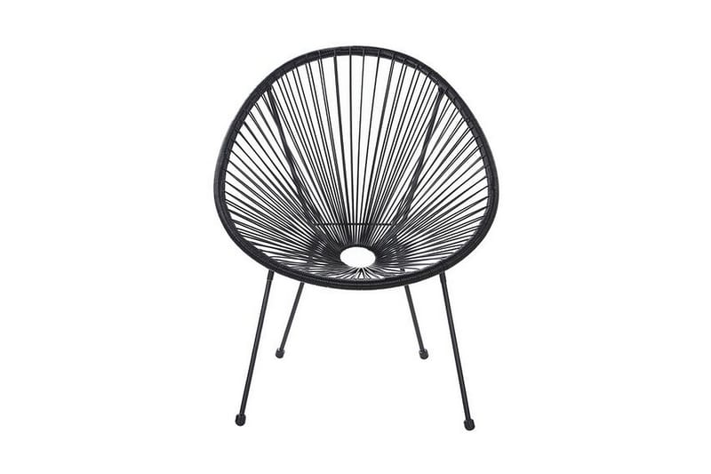 Cayaco Balkongset 70 cm + 2 Utestolar - Konstrotting/Svart - Utemöbler - Utegrupp - Cafeset