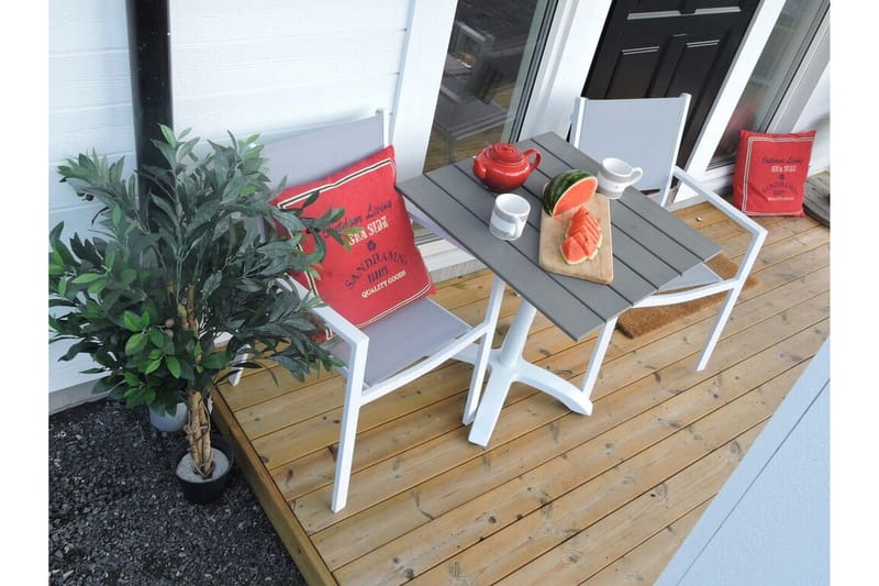 Colorado Caféset 70 cm + 2 st Copacabana Karmstolar - Vit - Utemöbler - Balkong - Balkongmöbler - Balkonggrupp & balkongset