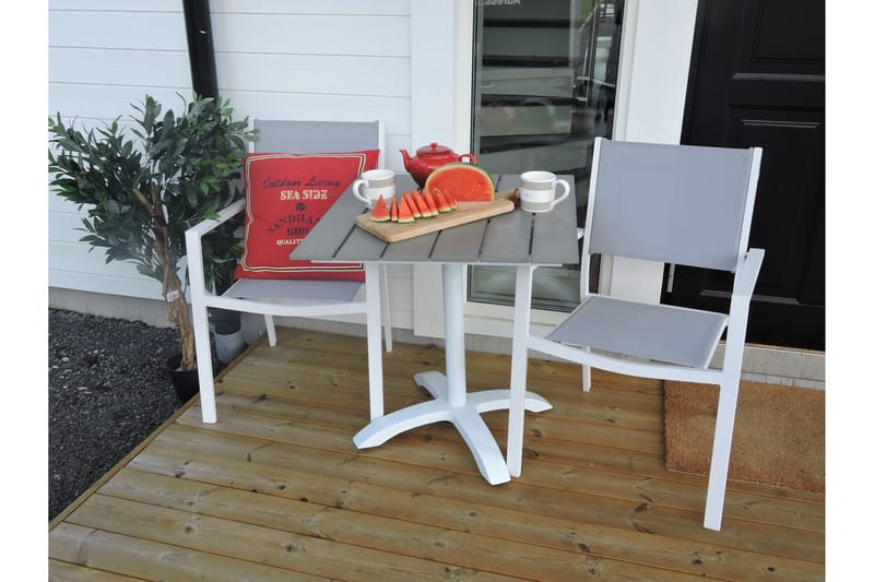 Colorado Caféset 70 cm + 2 st Copacabana Karmstolar - Vit - Utemöbler - Balkong - Balkongmöbler - Balkonggrupp & balkongset