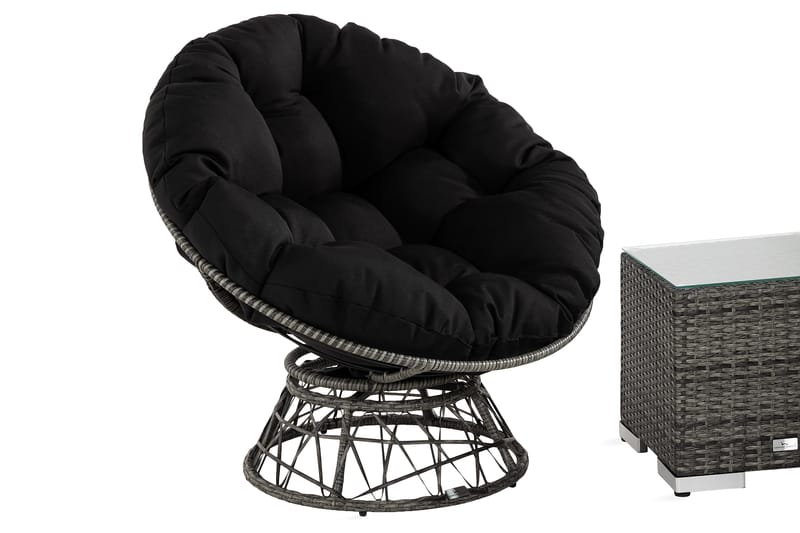 Cozy Caféset + 2 Cozy Fåtöljer - Grå/Konstrotting - Utemöbler - Utegrupp - Cafeset