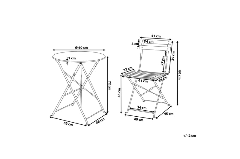 Fiori Balkongset 45,5 cm - Vit - Utemöbler - Utegrupp - Cafeset