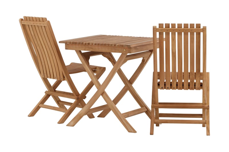 Ghana Caféset 70 cm + 2 Ghana Hopfällbar Stol - Brun - Utemöbler - Balkong - Balkongmöbler - Balkonggrupp & balkongset