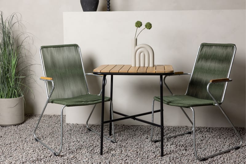Holmbeck Caféset 70 cm + 2 st Bois Karmstolar - Grön/Brun - Utemöbler - Balkong - Balkongmöbler - Balkonggrupp & balkongset