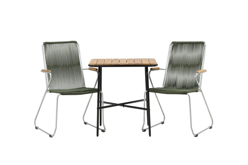 Holmbeck Caféset 70 cm + 2 st Bois Karmstolar, Grön/Brun