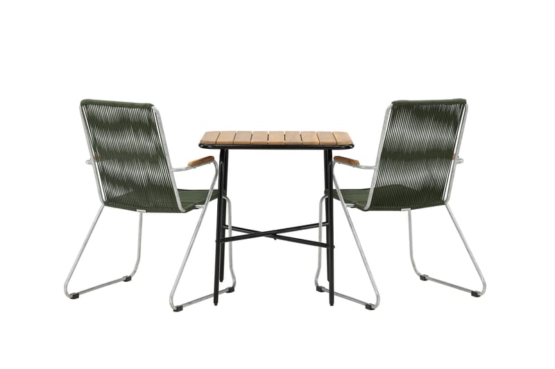 Holmbeck Caféset 70 cm + 2 st Bois Karmstolar - Grön/Brun - Utemöbler - Balkong - Balkongmöbler - Balkonggrupp & balkongset