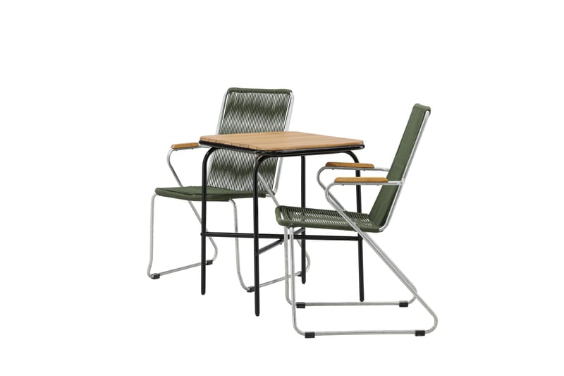 Holmbeck Caféset 70 cm + 2 st Bois Karmstolar - Grön/Brun - Utemöbler - Balkong - Balkongmöbler - Balkonggrupp & balkongset
