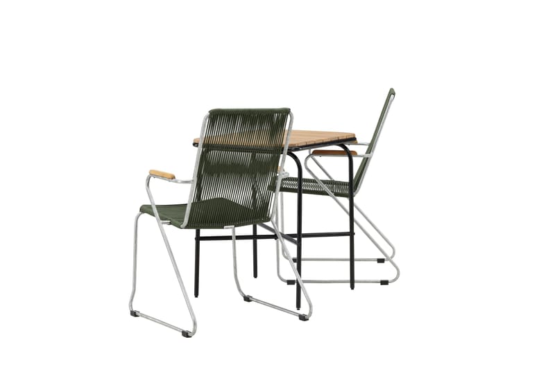 Holmbeck Caféset 70 cm + 2 st Bois Karmstolar - Grön/Brun - Utemöbler - Balkong - Balkongmöbler - Balkonggrupp & balkongset