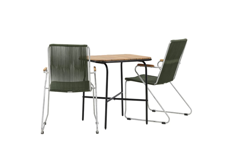 Holmbeck Caféset 70 cm + 2 st Bois Karmstolar - Grön/Brun - Utemöbler - Balkong - Balkongmöbler - Balkonggrupp & balkongset