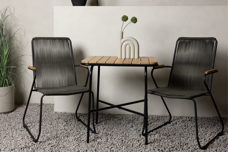 Holmbeck Caféset 70 cm + 2 st Bois Karmstolar Svart/Brun - Balkonggrupp & balkongset - Cafeset