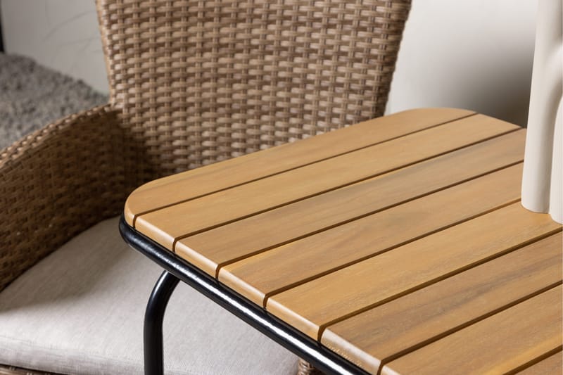 Holmbeck Caféset 70 cm + 2 st Malina Karmstolar - Brun - Utemöbler - Balkong - Balkongmöbler - Balkonggrupp & balkongset