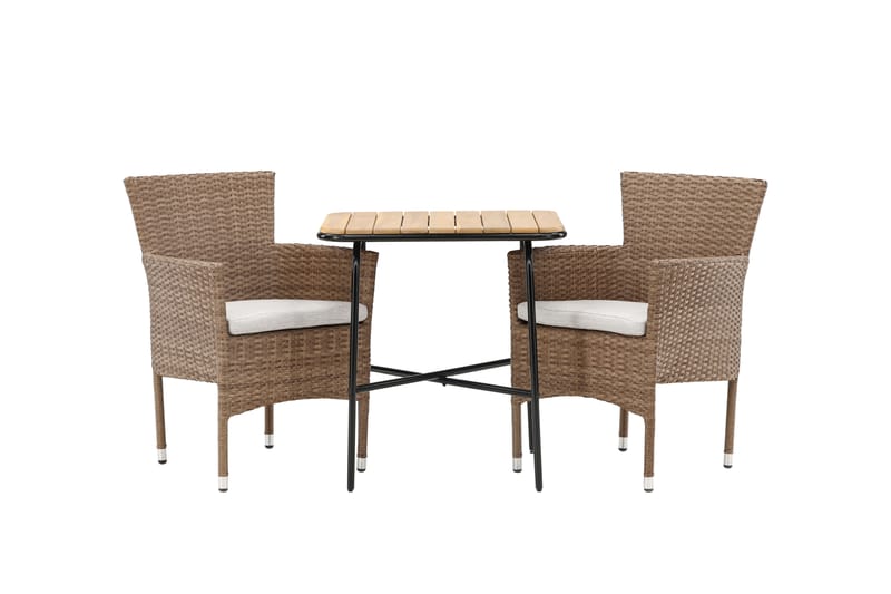 Holmbeck Caféset 70 cm + 2 st Malina Karmstolar Brun - Balkonggrupp & balkongset - Cafeset