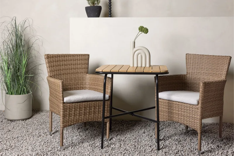 Holmbeck Caféset 70 cm + 2 st Malina Karmstolar - Brun - Utemöbler - Balkong - Balkongmöbler - Balkonggrupp & balkongset